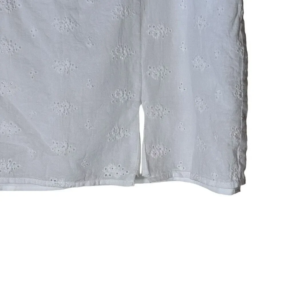 More To Come Samantha Eyelet White Mini Skirt XL FLAWS